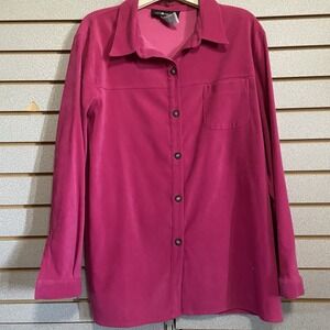 Sag Harbor Long Sleeve Button‎ Down Shirt Blouse Ladies 16 Hot Pink XL